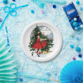 illustratie kerstmeisje papieren bordje (Feest)