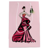 Illustratie kerstMode met boom Medium Cadeauzakje (Voorkant)