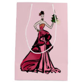 Illustratie kerstMode met boom Medium Cadeauzakje (Achterkant)