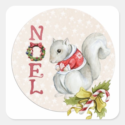 Illustratie kerstvierkant vierkante sticker (Voorkant)