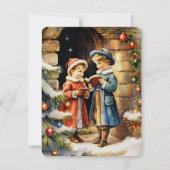 illustratie kind zingen kerstliedjes feestdagenkaart (Voorkant)