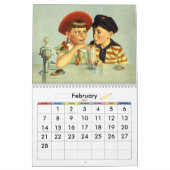 Illustratie kinderen vintage kalender (Feb 2027)