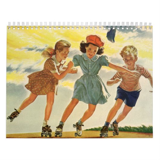 Illustratie kinderen vintage kalender (Hoes)