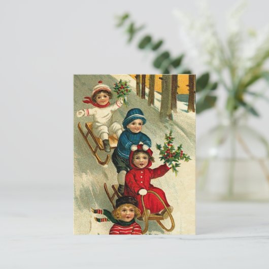 illustratie Kinderslaapstand in de winter Briefkaart (Staand voorkant)