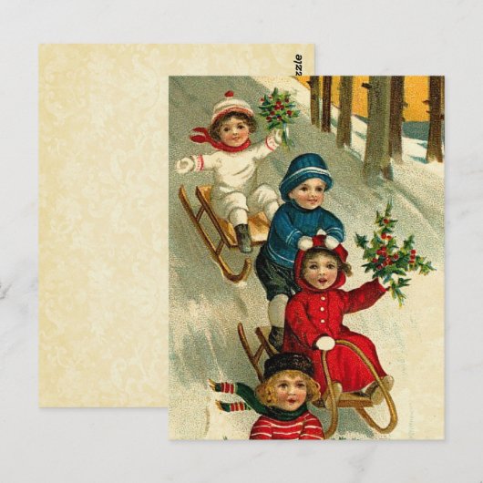  illustratie Kinderslaapstand in de winter Briefkaart (Voorkant / Achterkant)