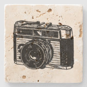 ILLUSTRATIE kleine camera Stone Onderzetter (Voorkant)