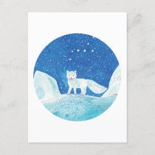 Illustratie kleine poolvos (Vulpes lagopus) Feestdagenkaart