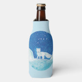 Illustratie kleine poolvos (Vulpes lagopus) Flesjeskoeler (Fles Voorkant)