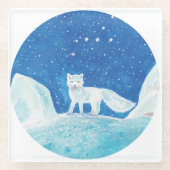 Illustratie kleine poolvos (Vulpes lagopus) Glazen Onderzetter (Voorkant)