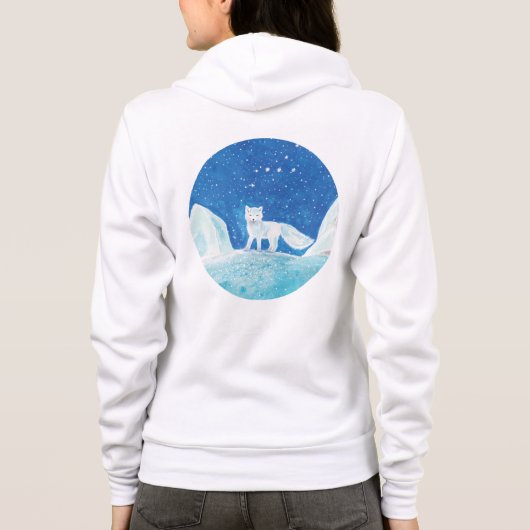 Illustratie kleine poolvos (Vulpes lagopus) Hoodie (Achterkant)