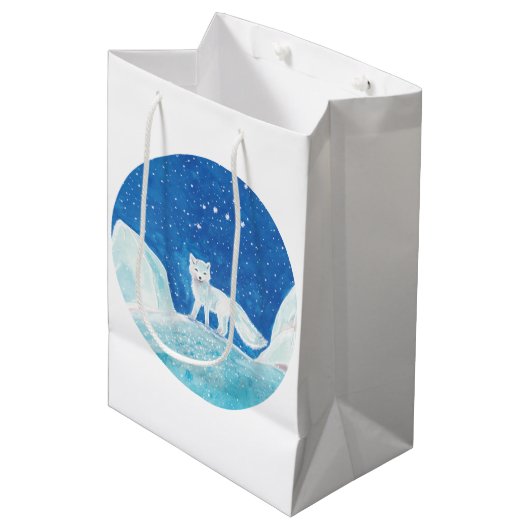 Illustratie kleine poolvos (Vulpes lagopus) Medium Cadeauzakje (Voorkant Gekanteld)