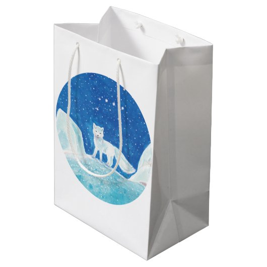 Illustratie kleine poolvos (Vulpes lagopus) Medium Cadeauzakje (Achterkant Gekanteld)