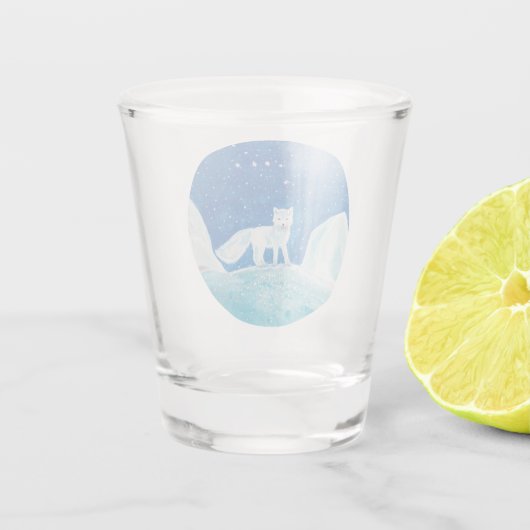 Illustratie kleine poolvos (Vulpes lagopus) Shot Glas (Achterkant)