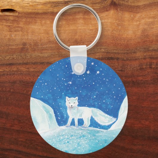 Illustratie kleine poolvos (Vulpes lagopus) Sleutelhanger (Voorkant)