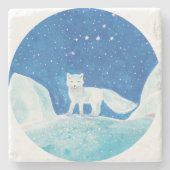 Illustratie kleine poolvos (Vulpes lagopus) Stenen Onderzetter (Voorkant)