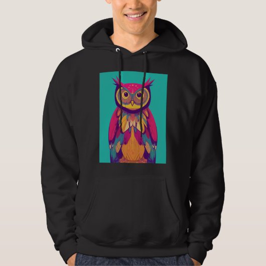 Illustratie kleurrijk owl-portret - Helder vogel Hoodie (Voorkant)