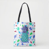 Illustratie kleurrijke anananas en schildpad tote bag (Voorkant)