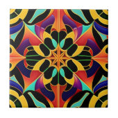 Illustratie kleurrijke art deco Retro Tegeltje (Voorkant)