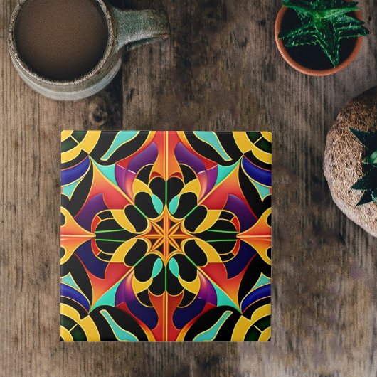 Illustratie kleurrijke art deco Retro Tegeltje