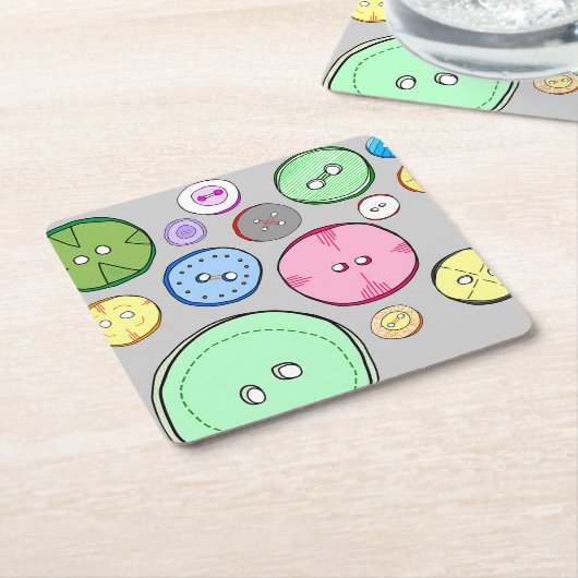 Illustratie kleurrijke Button Kartonnen Onderzetters (Schuin)