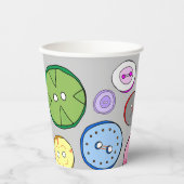 Illustratie kleurrijke Button Papieren Bekers (Voorkant)