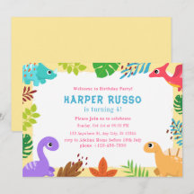 Illustratie kleurrijke cute dino Birthday Party