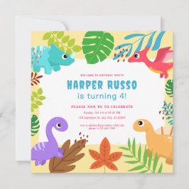 Illustratie kleurrijke cute dino Birthday Party Kaart