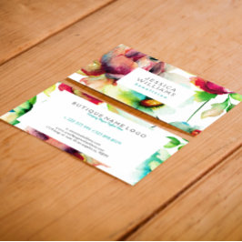 Illustratie kleurrijke Floral Collage Waterverven Visitekaartje