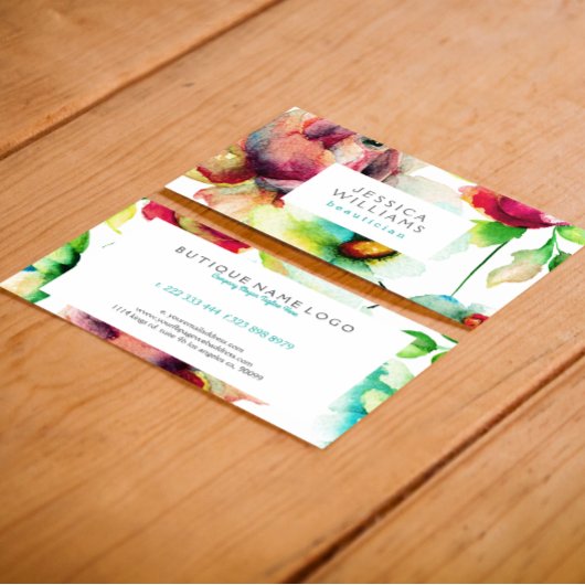 Illustratie kleurrijke Floral Collage Waterverven Visitekaartje