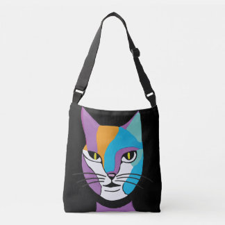 Illustratie kleurrijke kattenvrouw crossbody tas