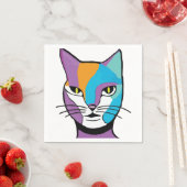 Illustratie kleurrijke kattenvrouw servet (Insitu)