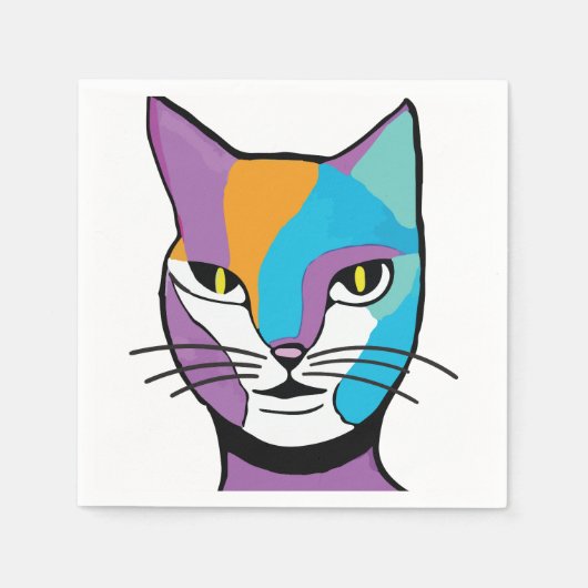 Illustratie kleurrijke kattenvrouw servet (Voorkant)