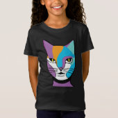 Illustratie kleurrijke kattenvrouw t-shirt (Voorkant)