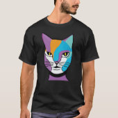 Illustratie kleurrijke kattenvrouw t-shirt (Voorkant)
