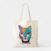 Illustratie kleurrijke kattenvrouw tote bag (Achterkant)