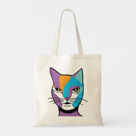 Illustratie kleurrijke kattenvrouw tote bag (Achterkant)