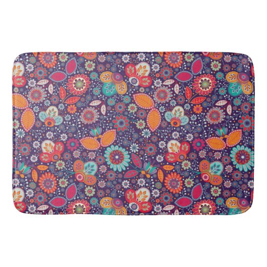 Illustratie kleurrijke kunst Natuur Floral Pattern Badmat (Voorkant)
