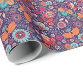 Illustratie kleurrijke kunst Natuur Floral Pattern Cadeaupapier (Rol Hoek)