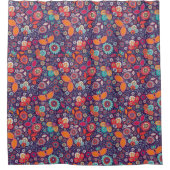 Illustratie kleurrijke kunst Natuur Floral Pattern Douchegordijn (Voorkant)