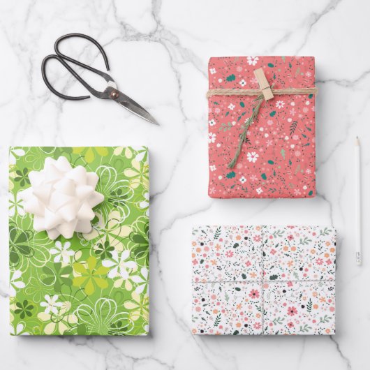 Illustratie kleurrijke kunst Natuur Floral Pattern Inpakpapier Vel (Voorkant)