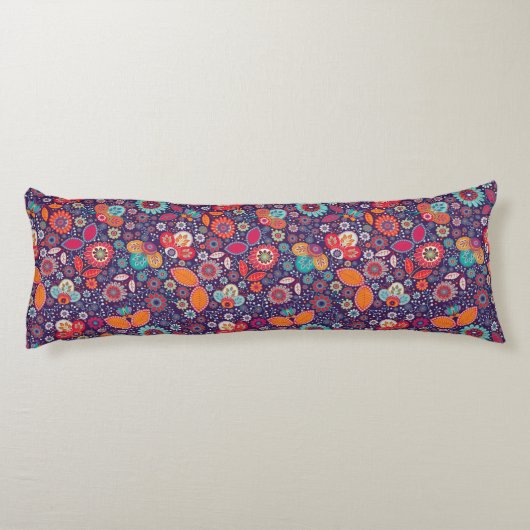 Illustratie kleurrijke kunst Natuur Floral Pattern Lichaamskussen (Achterkant)