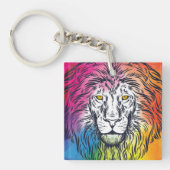 Illustratie kleurrijke lionkop sleutelhanger (Voorkant)
