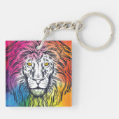 Illustratie kleurrijke lionkop sleutelhanger (Achterkant)