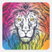 Illustratie kleurrijke lionkop vierkante sticker (Voorkant)
