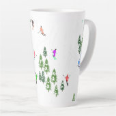 Illustratie kleurrijke Retro Alpiene Skiers Latte Mok (Rechterhoek)