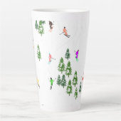 Illustratie kleurrijke Retro Alpiene Skiers Latte Mok (Voorkant)