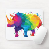 Illustratie kleurrijke rhino muismat (Met muis)