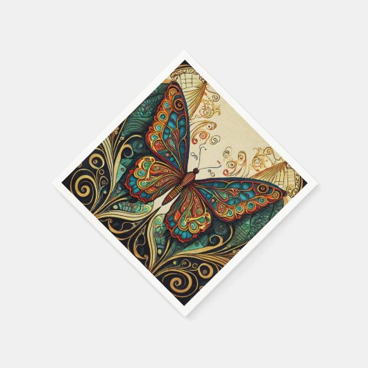 Illustratie kleurrijke vlinder servet (Hoek)
