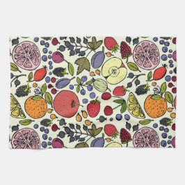 Illustratie kleurrijke vruchten theedoek