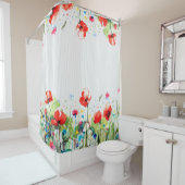 Illustratie kleurrijke Waterverf Spring Flowers Il Douchegordijn (In situ)